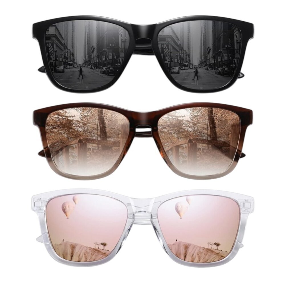 MEETSUN Retro Polarized Sunglasses for Women Men Classic Mirror Lens (3 Pack)